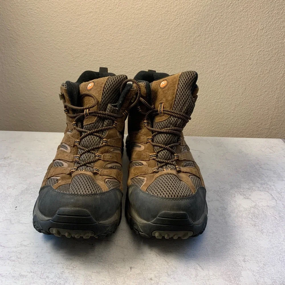 Merrell‎ Moab 2 Mid Hiking Boots Mens 14 Brown Suede Vibram J06057M Earth EUC